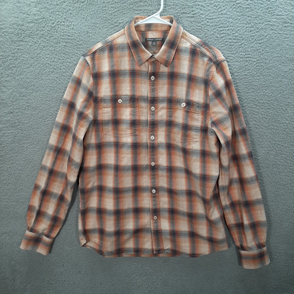 Threads 4 Thought Shirt Adult Medium Multicolor Plaid 100% Organic Cotton Preppy - Picture 1 of 8